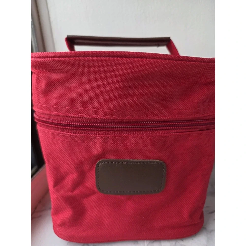 New Cosmetic Bag Women Red Sz: 6.5in x 5.5in x 6.5in Waterproof Canvas Zippered